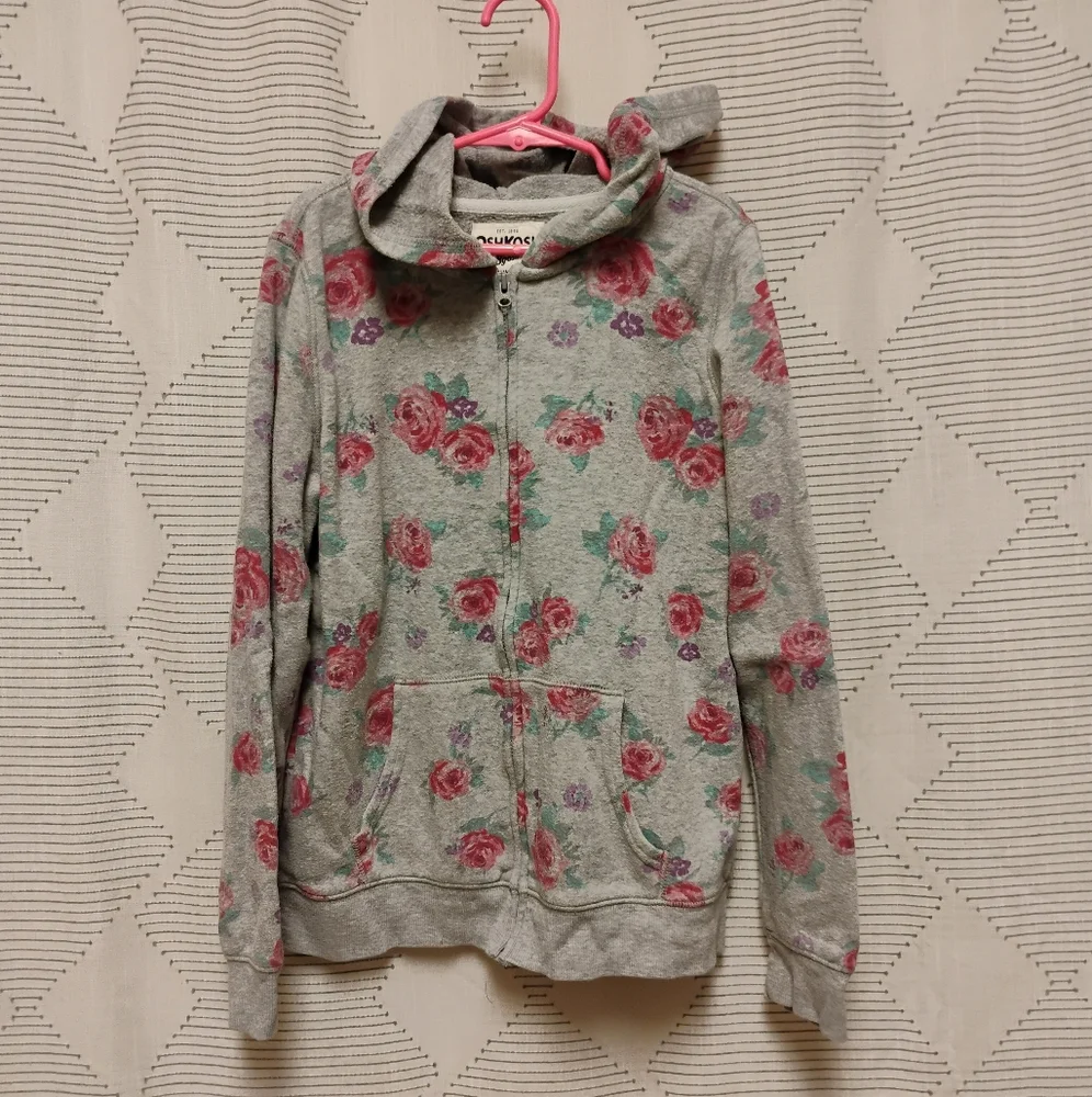 Oshkosh B'gosh Girls Floral Zip-Up Hoodie Size 12